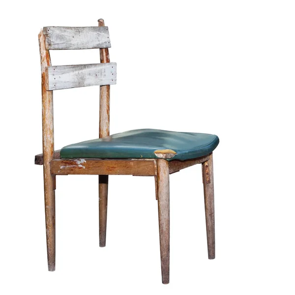 Gammal stol med grön dyna isolerad på vit bakgrund — Stockfoto