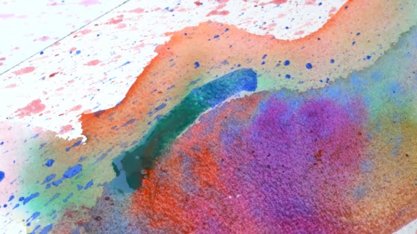 Closeup Hand Painted Watercolor Color Paper Wet Wet Technique — Stock Video