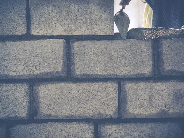 Brick Builders Are Building Walls — Stock Photo, Image