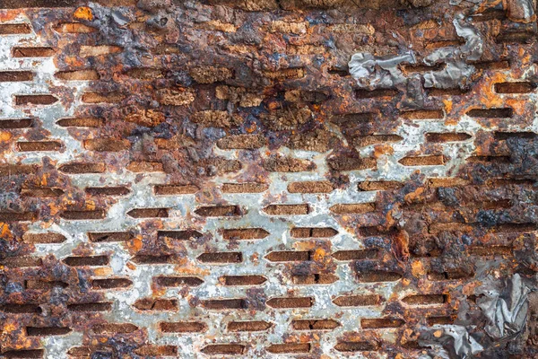 Rusty steel on log — Stock Photo, Image