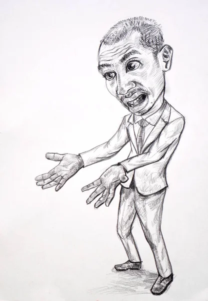 Desenho caricatura de homem de negócios foi desapontado algo não — Fotografia de Stock