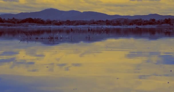 Timelapse Pasar Nube Sobre Embalse Tailandia Tono Cálido — Vídeos de Stock