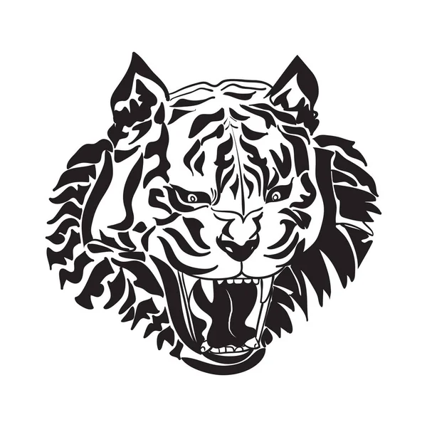 Línea de arte de cabeza de tigre sobre fondo blanco — Archivo Imágenes Vectoriales