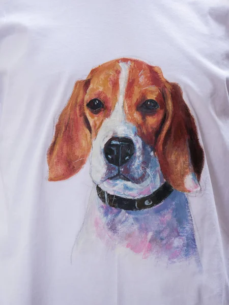 Acrylic painting of beagle on fabric — Stock Photo, Image