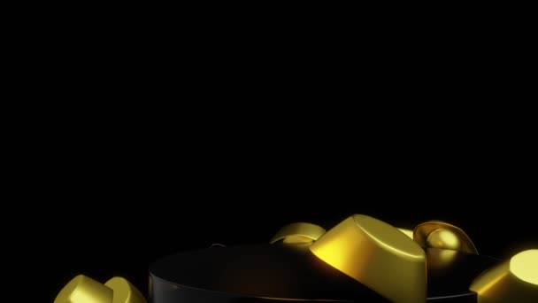 中国人的新年2020 带着可爱的老鼠 黄道带标志 在金条的顶部 背景是3D动画 中文译文 新年快乐 老鼠年快乐 — 图库视频影像