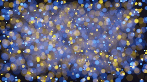 Abstract Shiny Dust Particles Yellow Purple Blue Bokeh Light Flare — Stock Photo, Image