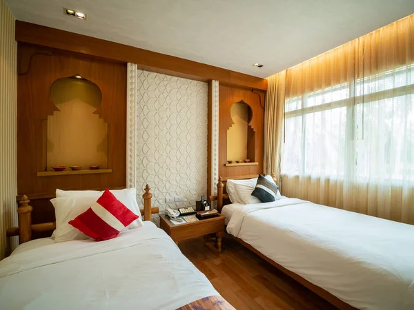 Camera Lusso Con Letto Luce Calda Stile India Camera Resort — Foto Stock