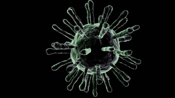 Coronavirus Covid Медична Анімація Чорному Тлі Мікроскопічний Вид Інфекційного Вірусу — стокове відео