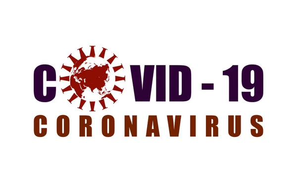 Testo Simbolo Dei Virus Della Corona Covid Sfondo Bianco Illustrazione — Vettoriale Stock