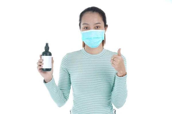 Joven Hermosa Mujer China Asiática Usar Mascarilla Protectora Prevención Contra — Foto de Stock