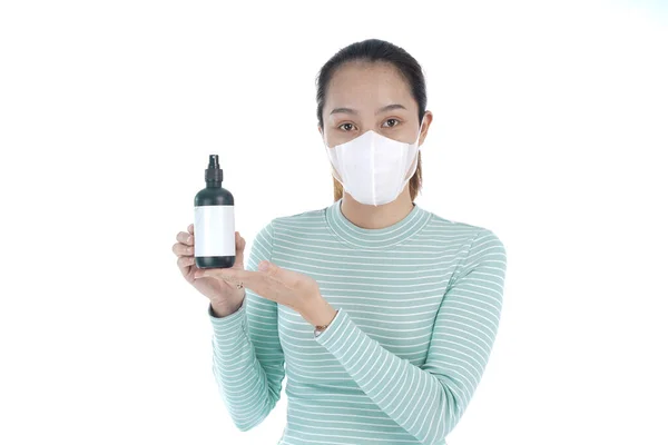 Jovem Bela Mulher Chinesa Asiática Usar Máscara Protetora Prevenção Contra — Fotografia de Stock
