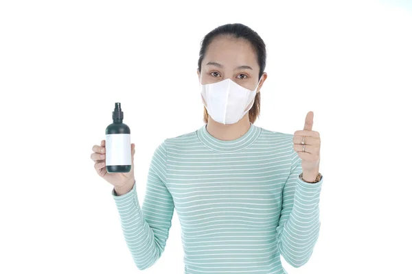 Joven Hermosa Mujer China Asiática Usar Mascarilla Protectora Prevención Contra — Foto de Stock