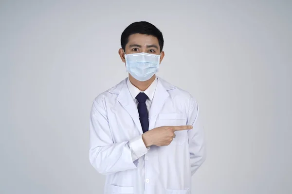 Asian Doctor Man Flu Mask Corona Virus Pandemic Prevent Flu — Stock Photo, Image