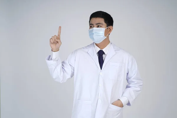 Homem Médico Asiático Com Máscara Gripe Contra Uma Pandemia Vírus — Fotografia de Stock