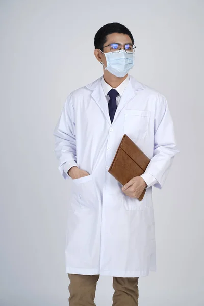 Hombre Médico Asiático Con Máscara Gripe Contra Una Pandemia Virus —  Fotos de Stock