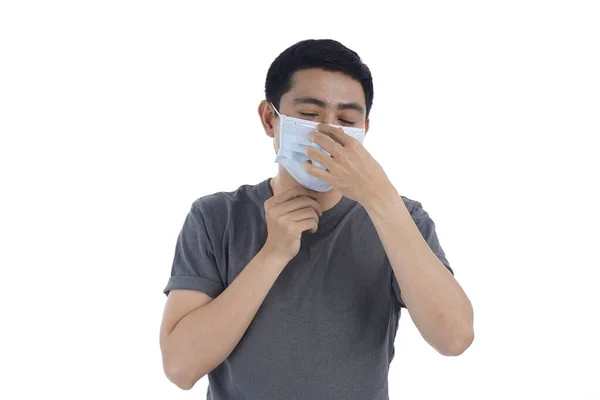Hombre Joven Asiático Con Máscara Gripe Contra Una Pandemia Virus — Foto de Stock