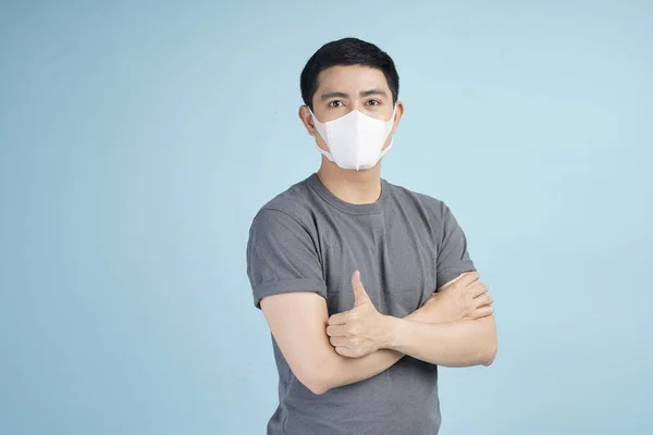 Asiatico Giovane Contro Pandemia Virus Corona Con Maschera Protettiva Viso — Foto Stock