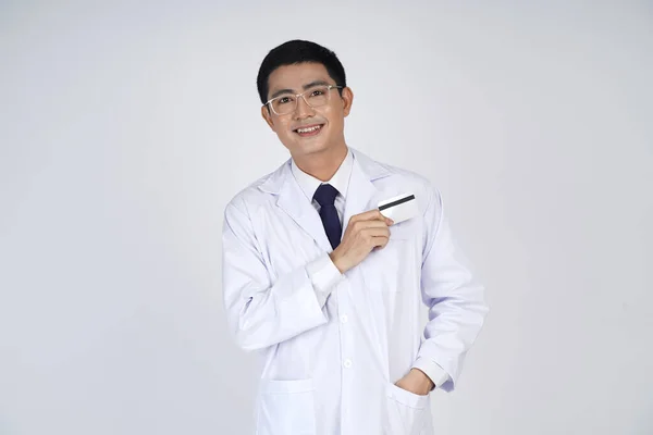Front View Attractive Young Male Southeast Asian Medical Doctor Standing — Stock Photo, Image
