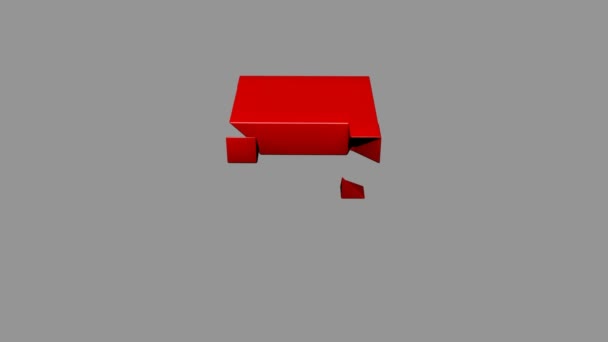Cube Rouge Trois Dimensions Formant Arrière Plan Couleur Grise Animation — Video
