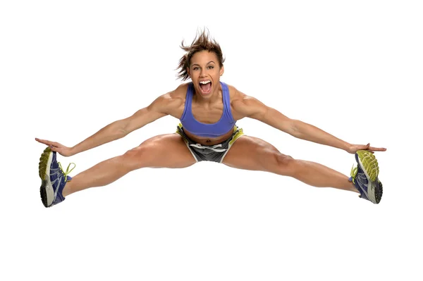 Femme afro-américaine sautant — Photo