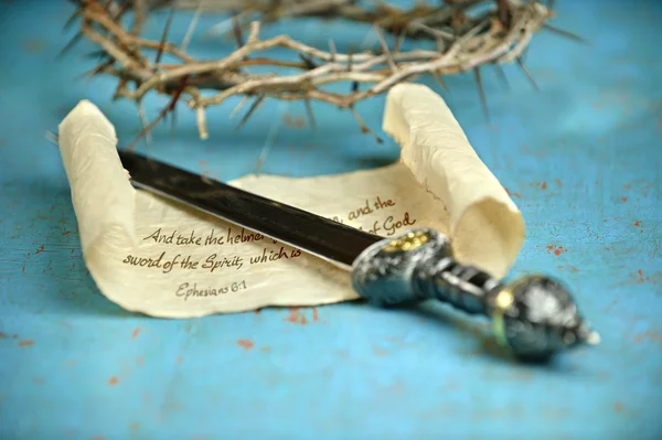 Sword Scroll and Crown of Thorns — Stock Photo, Image