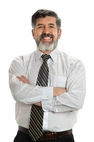 Senior spansktalande affärsman leende — Stockfoto