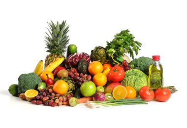 Meyve ve sebze zeytin yağı ile