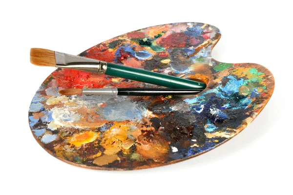 Artist Palette With paintbrushes — Stock Photo, Image