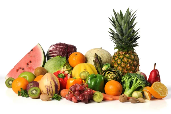 Gyümölcsök és zöldségek, fehér — Stock Fotó