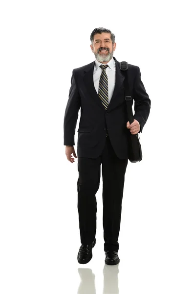 Uomo d'affari Camminando isolato su bianco — Foto Stock