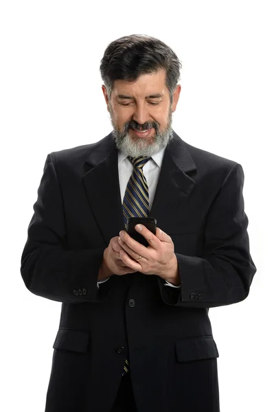 Uomo d'affari ispanico utilizzando il cellulare — Foto Stock
