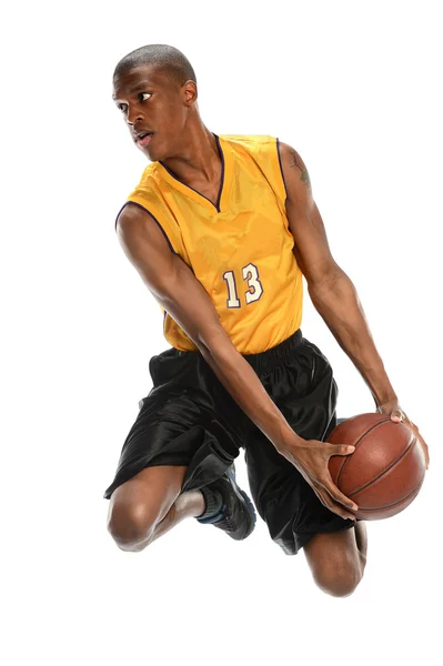 Junge Basketballerin beim Dunking — Stockfoto