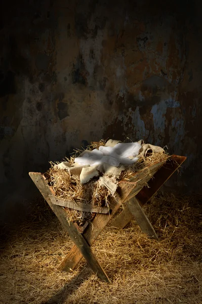 Empty Manger With Cross Shadow — Stock Photo, Image