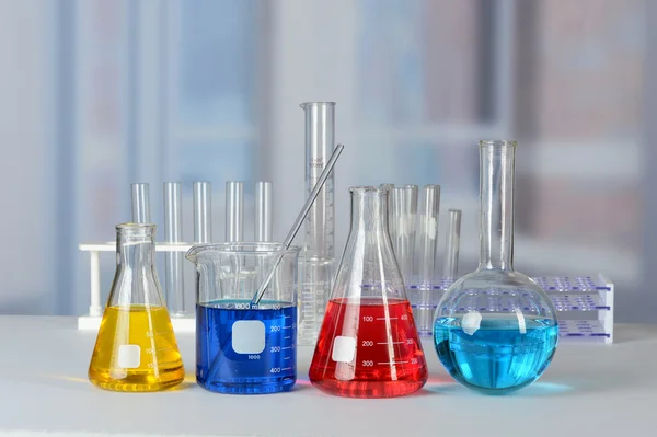 Laboratory Table with Glassware — Stock Photo, Image