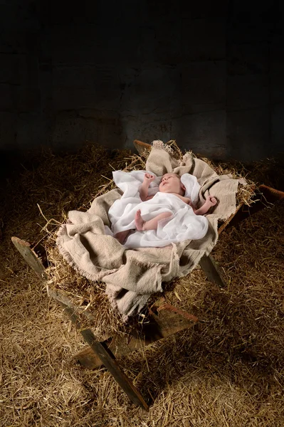 Menino Jesus em um Manger — Fotografia de Stock