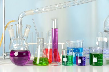 Laboratory Equipment with Colored Liquids clipart