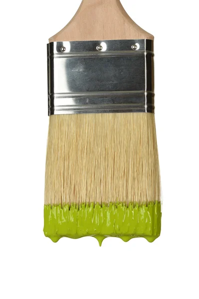 Paintbrush Dripping Green Paint — Stock Photo, Image