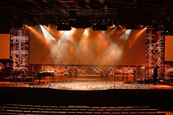 Stage Lighting with musical instruments — Stock Photo, Image