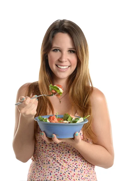 Fiatal nő gazdaság salátás tál — Stock Fotó