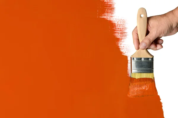 Painting Orange Wall — Stockfoto