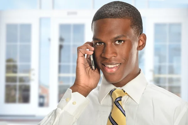 Zakenman met behulp van mobiele telefoon — Stockfoto