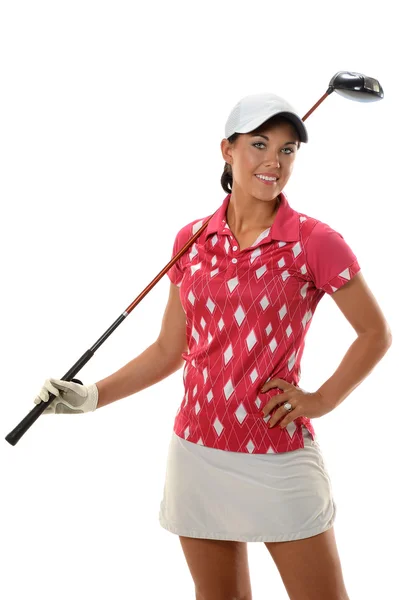 Golf kulübü olan kadın — Stok fotoğraf