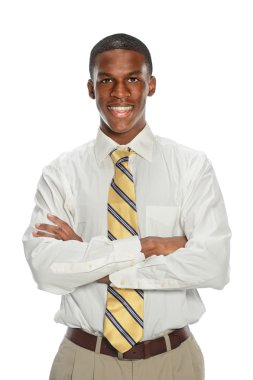 Afrika kökenli Amerikalı işadamı gülümseyen