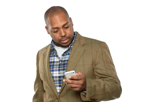 African American affärsman med mobiltelefon — Stockfoto