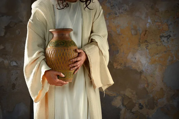 Jesus Holding Water Jar — Stock Photo, Image