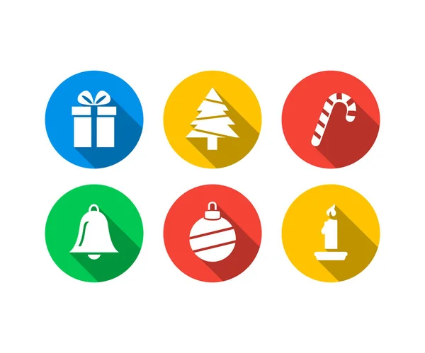 Conjunto de ícones planos de Natal — Vetor de Stock