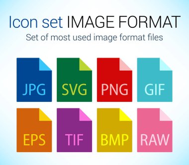 Set of image file type icons clipart
