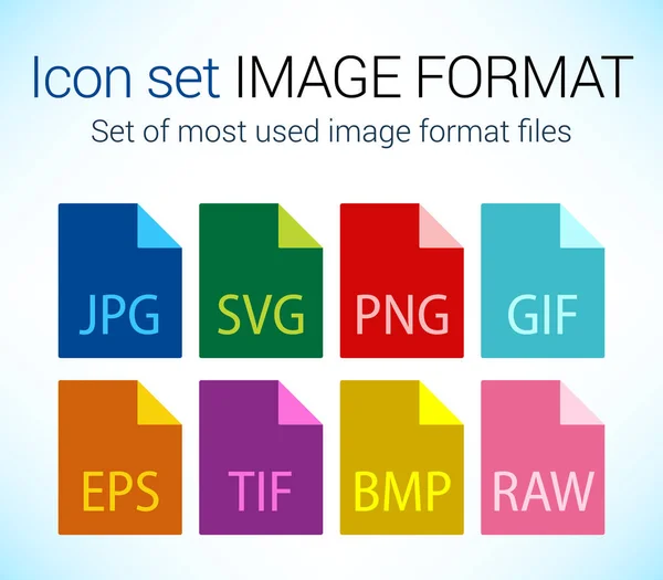 Set di icone del tipo di file immagine Illustrazione Stock