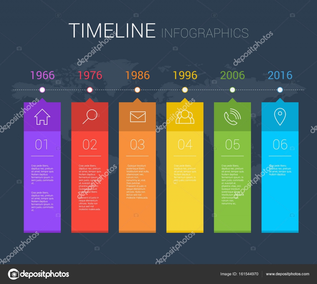 Horizontal Vector Timeline Info Graphic With Line Icons Stock