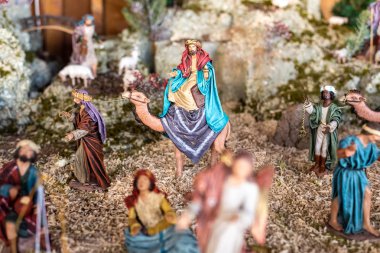 Noel nativity sahnenin dini figürler.